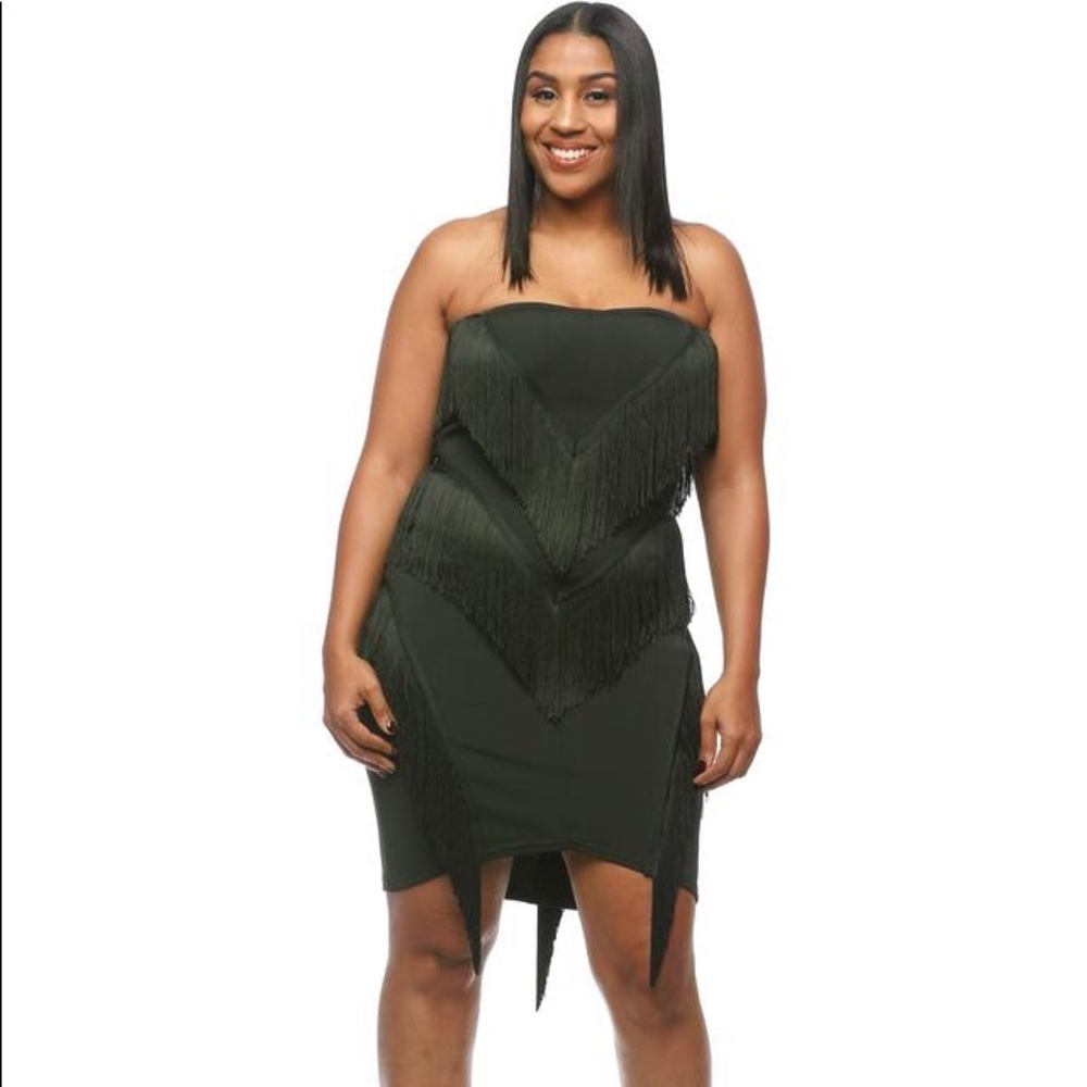 Fancee Life Style Studio JOLLY GREEN FRINGE dress